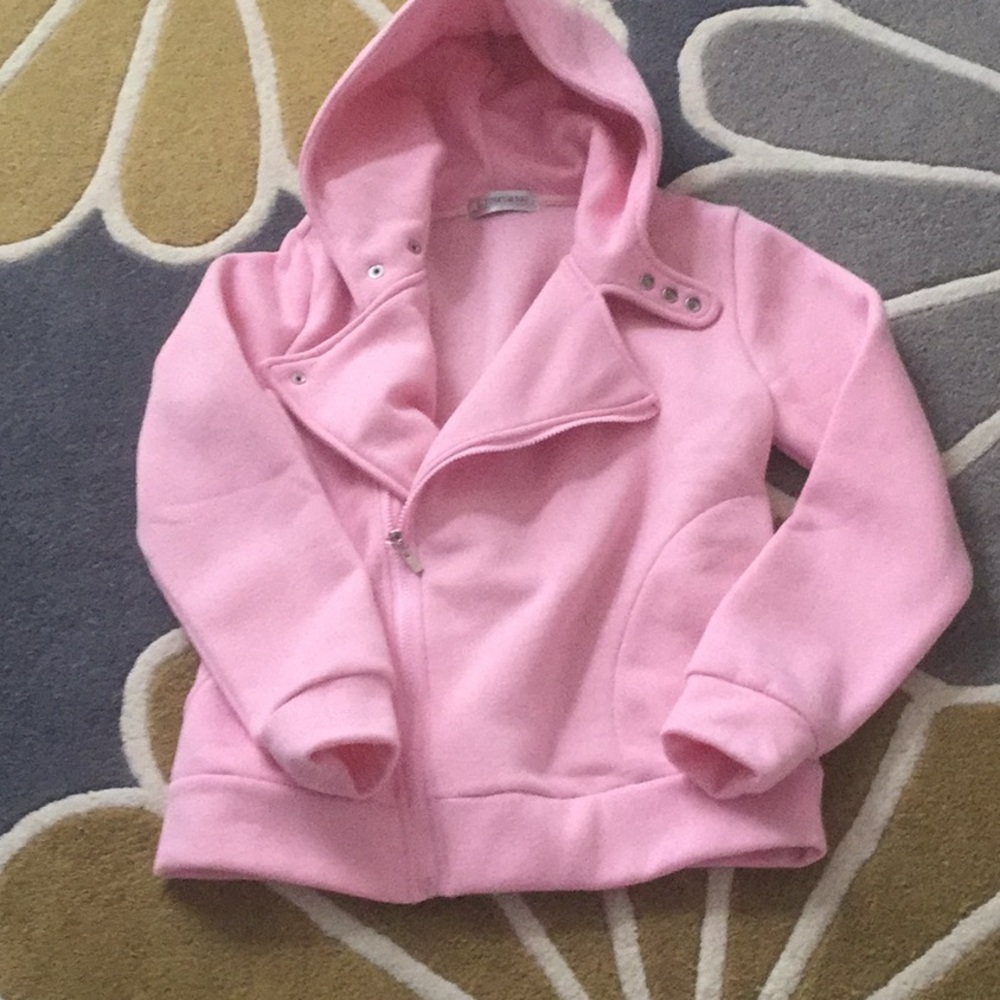 Hooded zip front fleece jacket